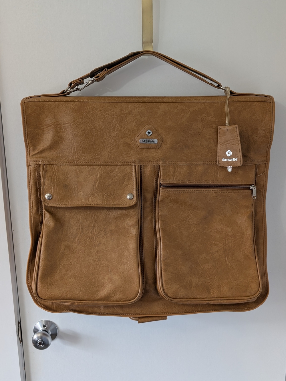 Samsonite Men's Garment Bag in Light Brown Faux Leather